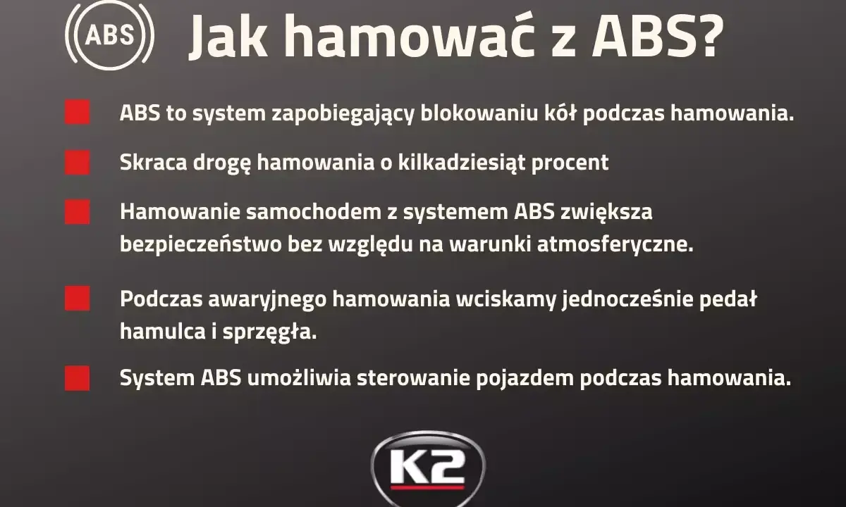 Jak hamować z ABS? System ABS w samochodzie zapobiega blokowaniu kół, skraca drogę hamowania i zwiększa bezpieczeństwo.