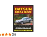 Okładka książki z Datsun 280Z i 280ZX, prezentująca srebrny samochód sportowy na tle krajobrazu.