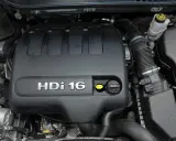Silnik 2.0 HDi w Peugeot Expert. Widoczny czarny plastikowy dekiel z napisem HDi 16, żółty korek oleju i inne elementy komory silnika.