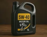 Czarny kanister z olejem silnikowym 5W-40. Wybór między 5w30 a 5w40 zależy od potrzeb silnika.